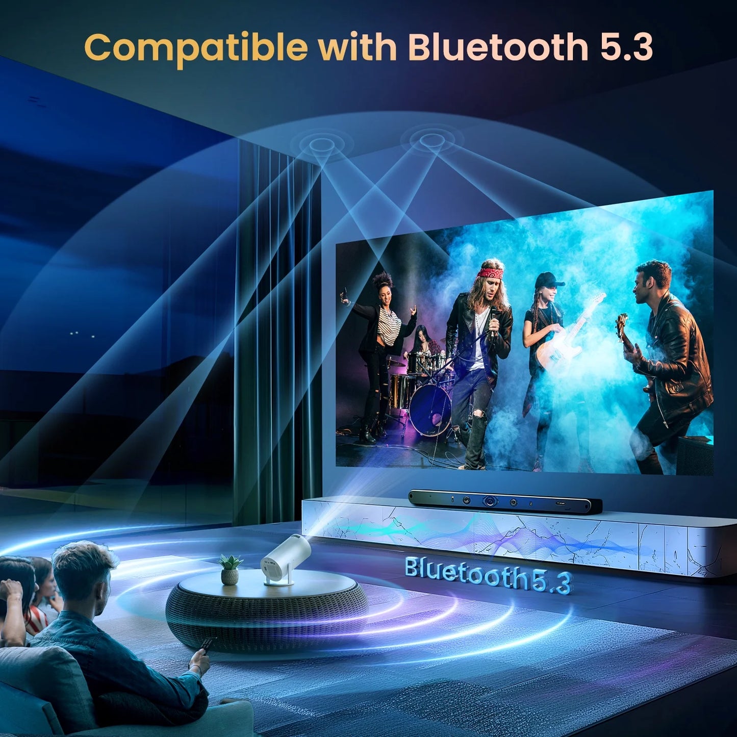 Transform Your Viewing Experience with the Electric Focus Mini Projector – WiFi & Bluetooth Enabled, 210° Rotating Design for Ultimate Portability