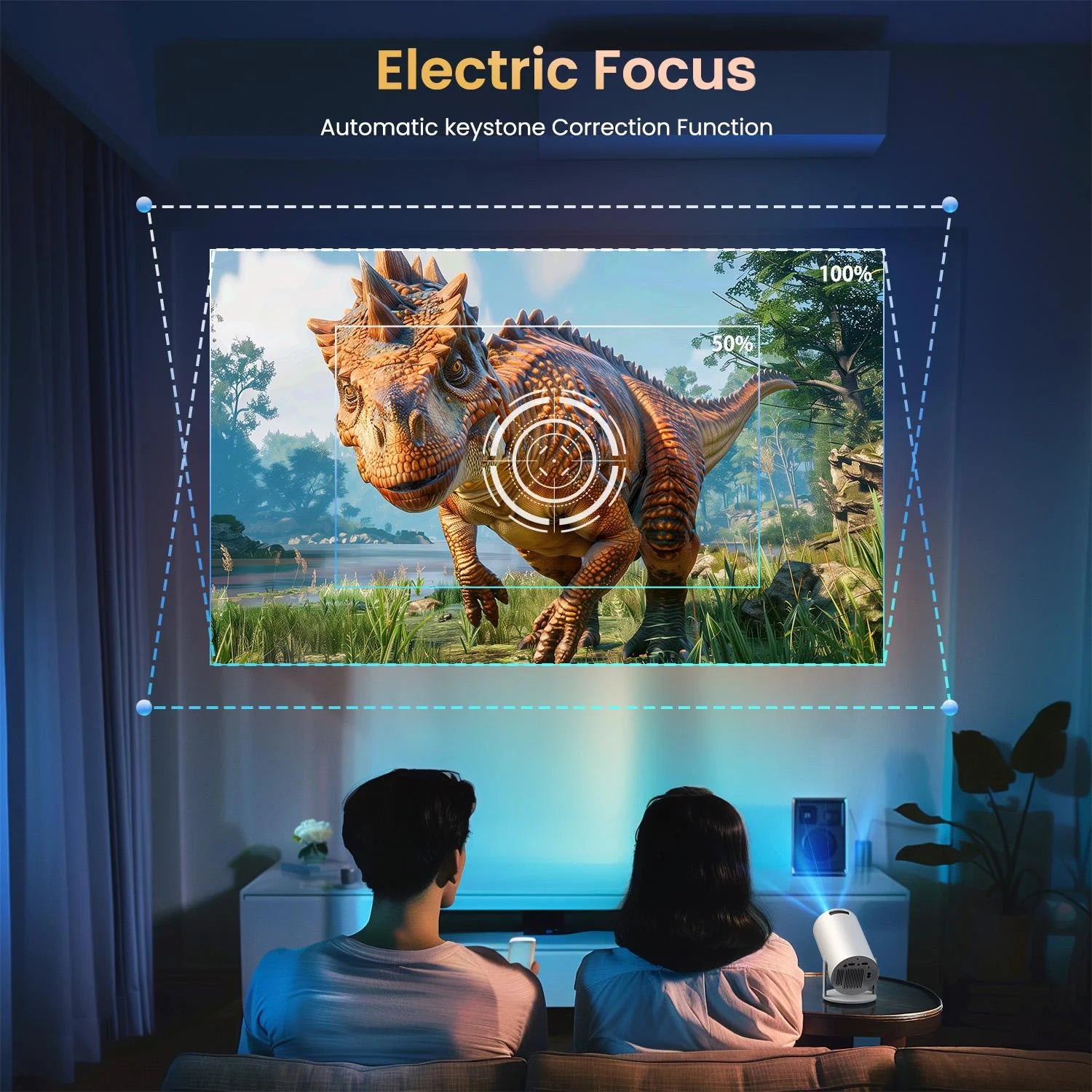 Transform Your Viewing Experience with the Electric Focus Mini Projector – WiFi & Bluetooth Enabled, 210° Rotating Design for Ultimate Portability